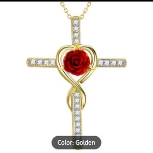 NWT Rose Cross Necklace